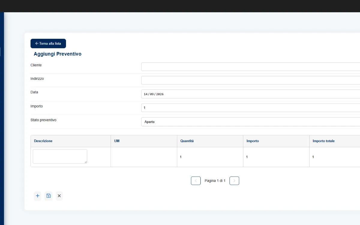 Screenshot interno: IL Preventivo